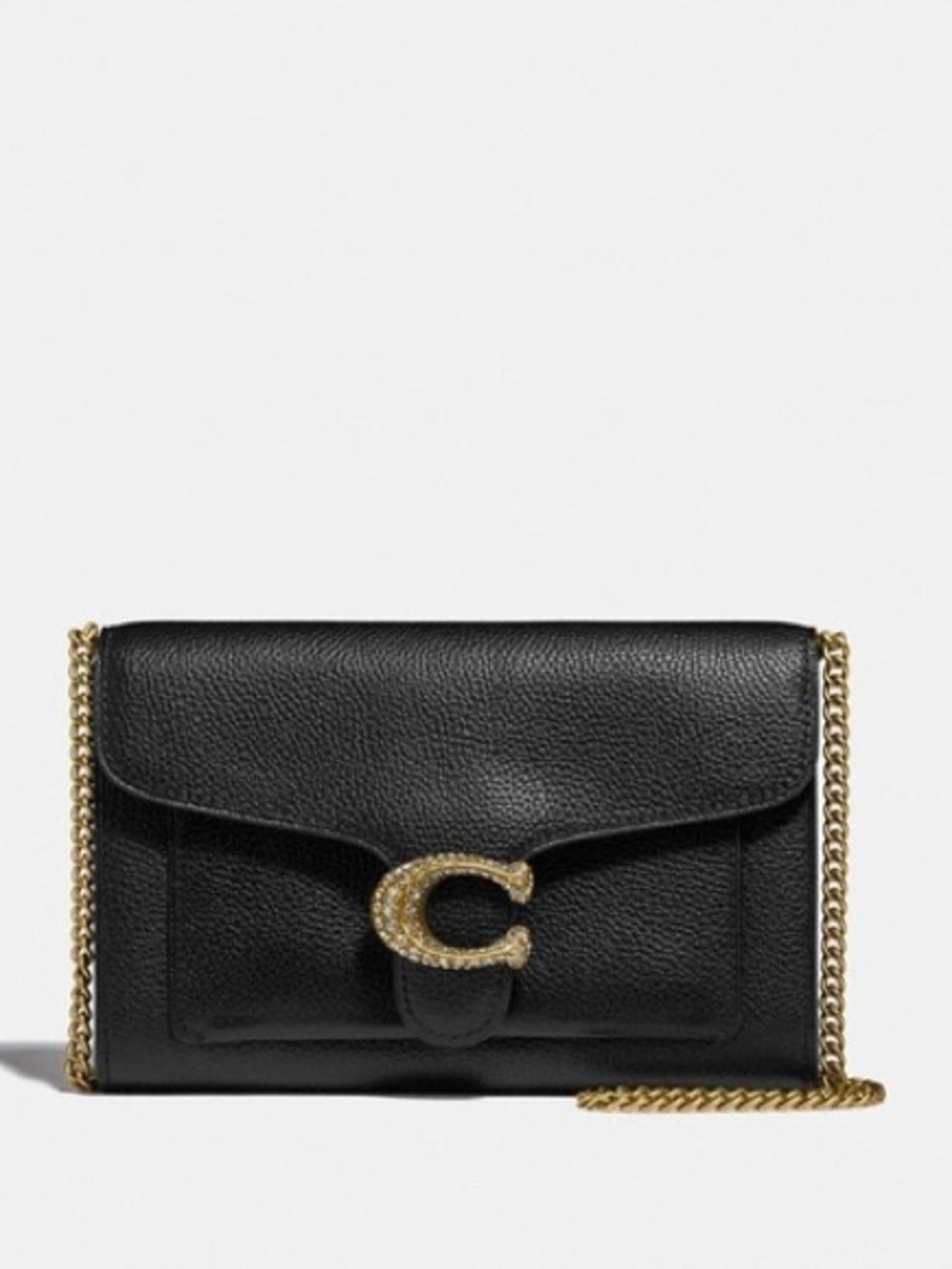 Coach Crystal C Wallet Clutch Black Pebble Leather Gold Hardware Style 79438